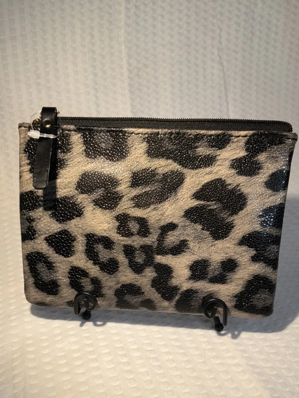 kate spade Leopard Print Zip Pouch in Black and Taupe